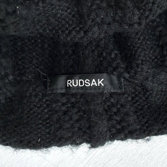 RUDSAK Black Cable Knit Removable snap on fur Pom Pom Hat - One size - Picture 6 of 6